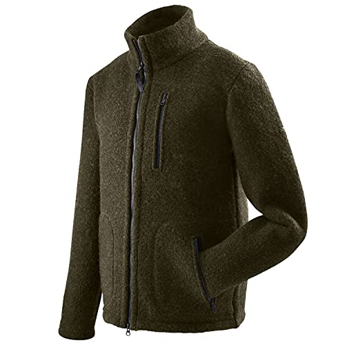 Mufflon Herren Wolljacke Mu- Klaas W100 mit Stehkragen Forest Oliv grün - M