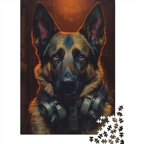 Deutscher Schäferhund-Puzzles Puzzles für Erwachsene und Jugendliche 1000 Teile für Erwachsene Schwierige Puzzles Pädagogisches Stressabbau-Spielzeugpuzzle (Größe: 75 x 50 cm)