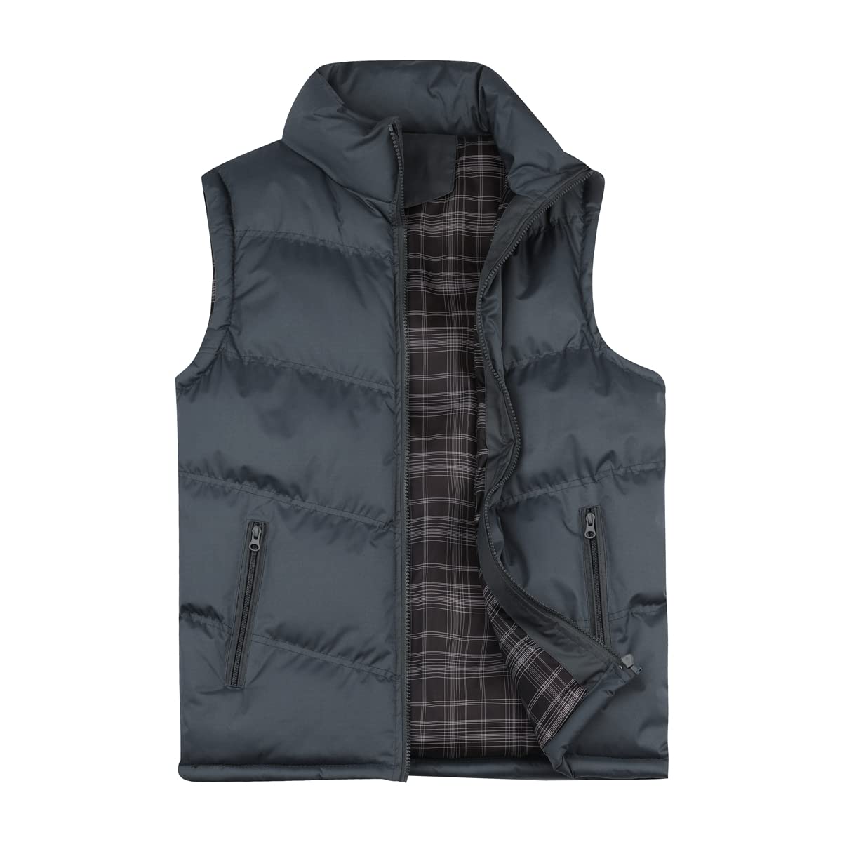 YOUTHUP Herren Steppweste Dicke Freizeit Winterweste Bodywarmer Outdoor Wärme Gilet Stehkragen, Blau, M