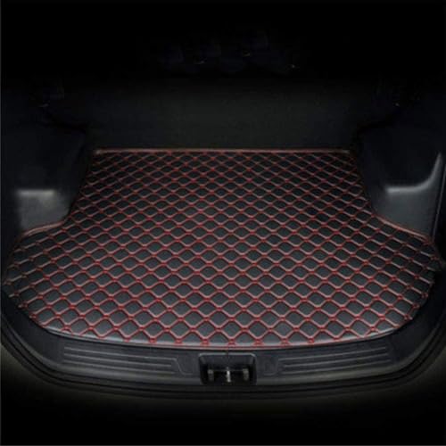 KUANDEDIAN Auto Leder Kofferraummatten für Mazda 5 7Seat 2006-2015, Langlebiges Kofferraum Schutzmatte Kofferraumwanne Cargo Matte Wasserdicht Zubehör,B/Black~Red