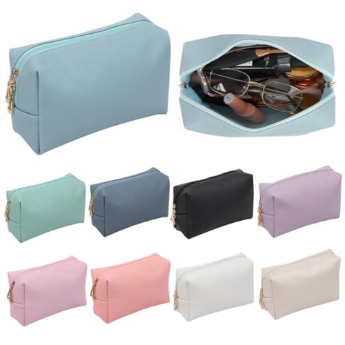 OLACD Wasserabweisender Organizer, tragbare Taschen für Reisen, Kosmetiktaschen aus PU-Leder, für Mädchen und Frauen, Make-up-Taschen mit Zwei-Wege-Reißverschlüssen, 9 Stück, verschiedene Farben,