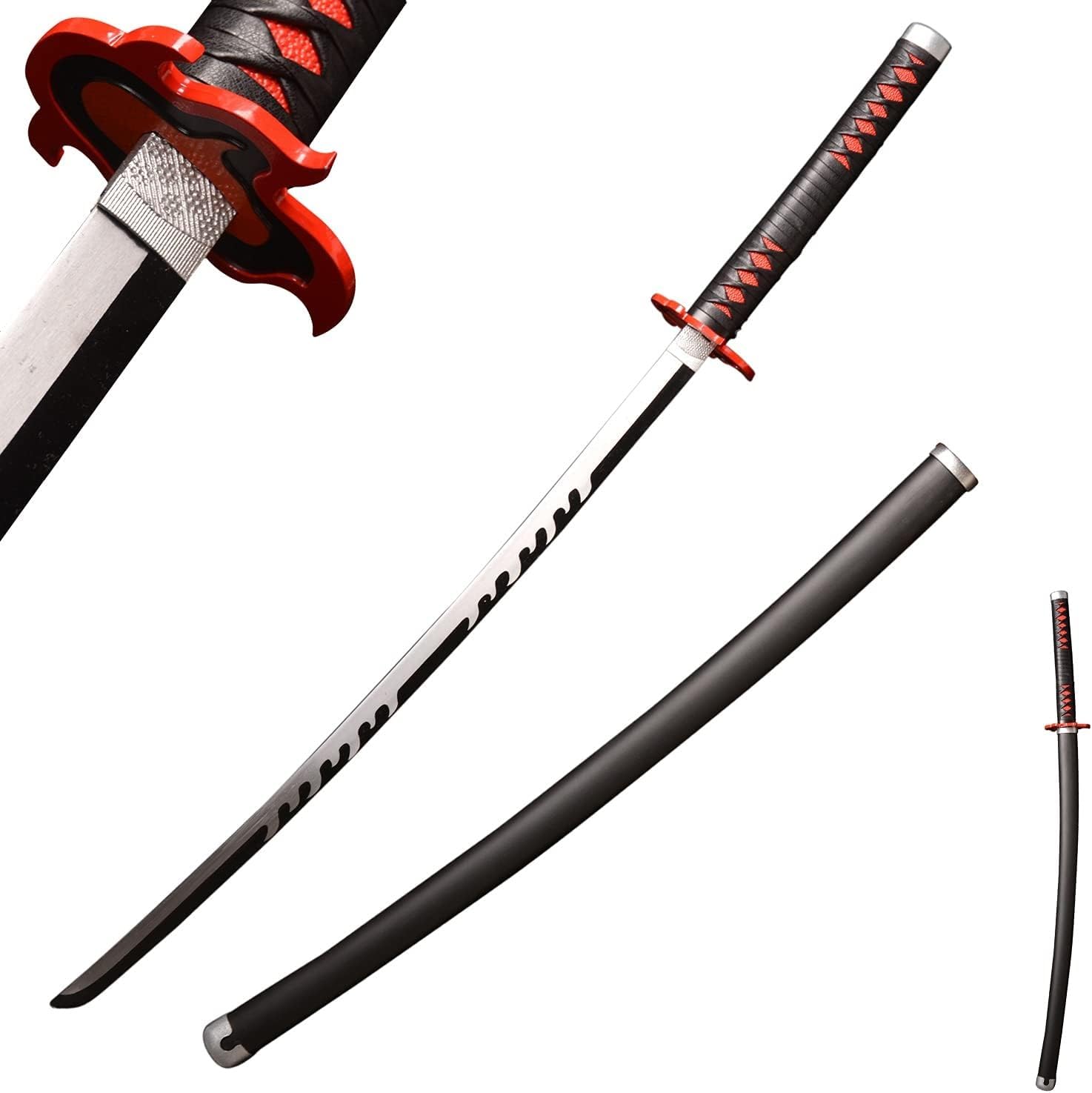 MAUXpIAO Sword Valley Demon Slayer Schwert aus echtem Metall, handgefertigtes Samurai-Schwert Cosplay-Anime-Schwert, ca. 104cm-rengoku/tanjiro/inosuke/kokushibou A Variety of Styles echt/b6/A