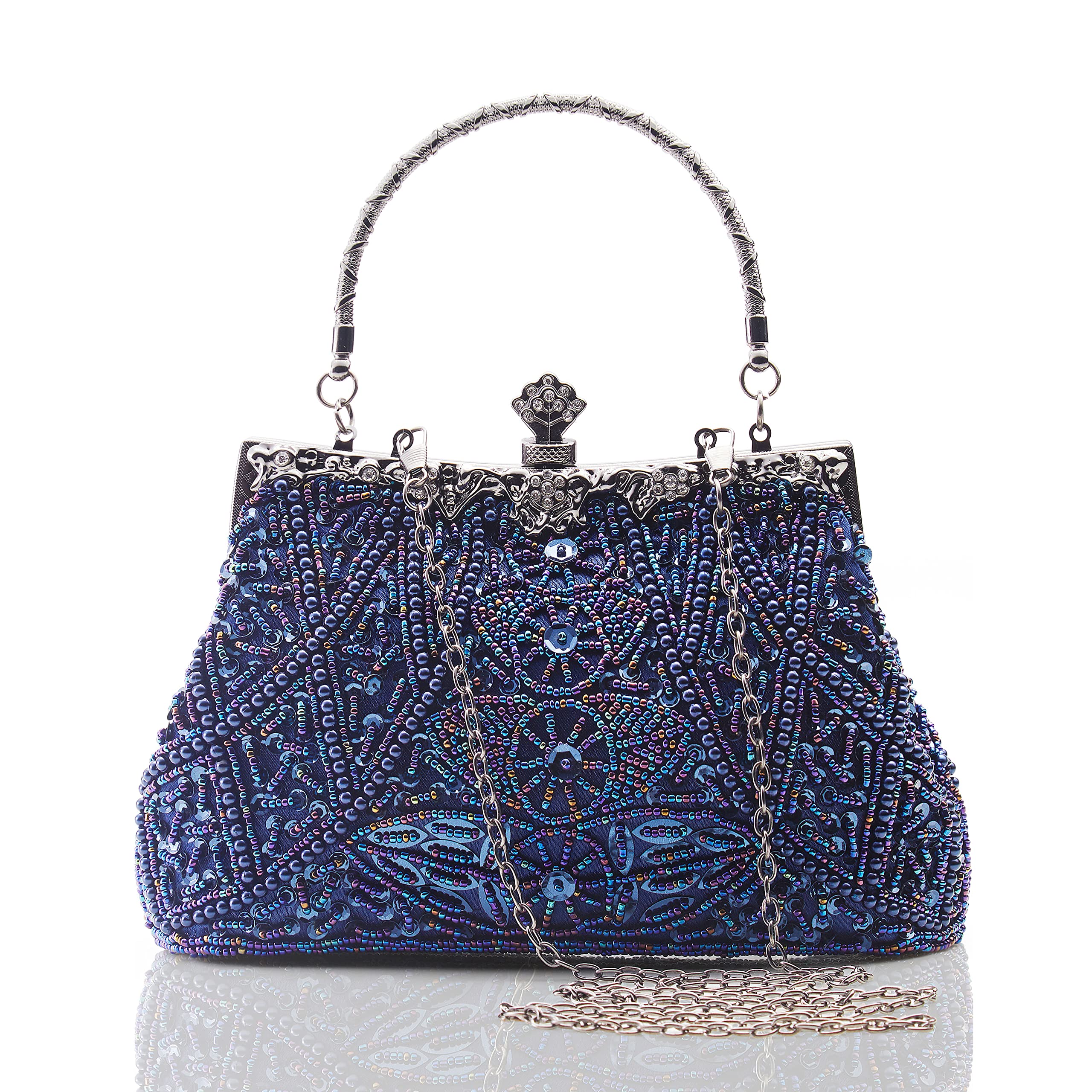 BABEYOND Handtasche Damen 1920s Strass Handtasche Abend Party Clutch Elegante Abschlussball Handtaschen Hochzeit Braut Zubehör (1-Blau)