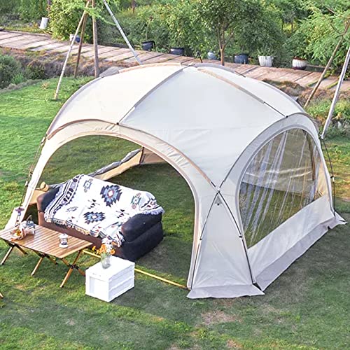 Familie Camping Pavillon, Event Dome Shelter Party Zelt Uv-Schutz mit 2 Entfernbaren TPU-Sonnenschutzwänden, Strand Sun Shelter für Angeln Wandern Picknick, COAPAK, Khaki, 435 * 435 * 230cm