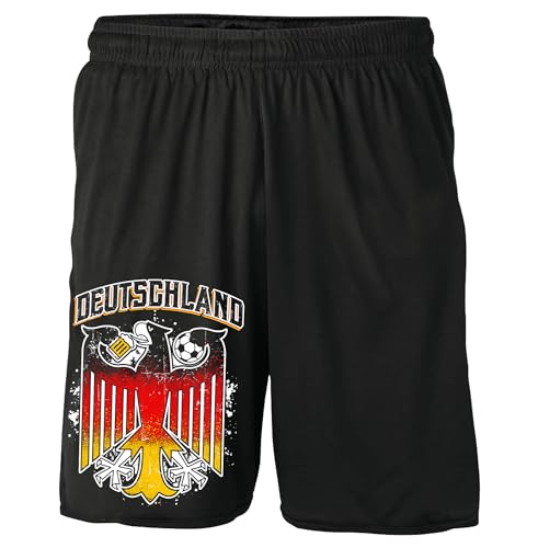 UGLYSHIRT Deutschland Shorts | Deutschland Kurze Hose Deutschland Hose Deutschland Fanartikel EM 2024 Germany Fußball WM Flagge | M7 Schwarz (XXL)