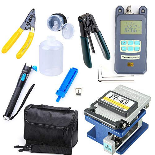 Faserschneider, FTTH Glasfaser-Werkzeuge 10 in 1 Glasfaser Fiber Optic FTTH Tool Kit + FC-6S Cleaver & Optisc Finder