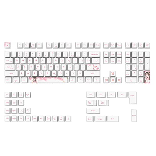 Aurgiarme 130-Tasten Tastenkappen Set PBT Tastenkappe Elektronisches Spiel Stilvoll Für Tastenkappe Für Mechanische Tastatur Farbstoffsublimation PBT Tastenkappen 130-teiliges Set Für MX Schalter