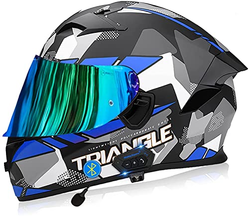 Klapphelm Bluetooth Motorradhelm Integralhelm Für Damen Herren,ECE/DOT Genehmigt Motorrad Integrierter Bluetooth-Helm Motorrad Full Face Helm Rollerhelm Mit Doppelvisier