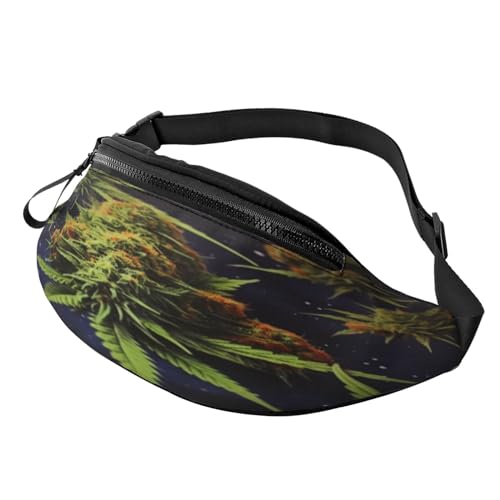 Gürteltasche mit schottischem Schottenkaro, leichte Gürteltasche für Reisen und den täglichen Gebrauch, Blau und Grün, A Puff in Time Weed Marihuana, Einheitsgröße