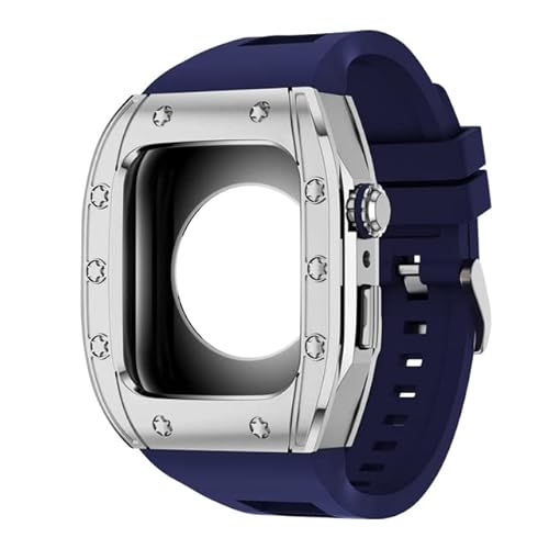 TONECY Correa Modifikationsset Silikonarmband für Apple Watch 44 mm/45 mm, Metall-Schutzhülle, Armband für Apple Watch Serie 8, 7, 6, 5, 4 SE (Farbe: S, Größe: 45 mm)