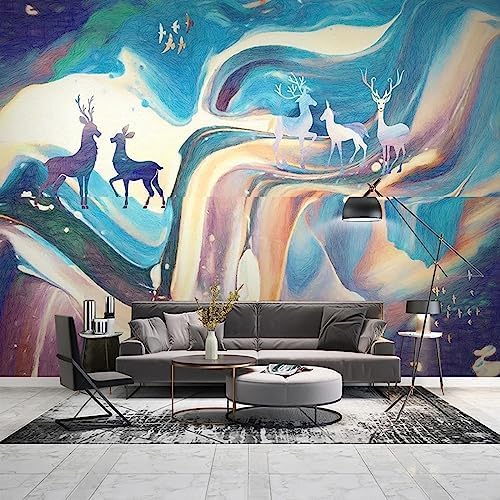 XLMING Handgemalte Abstrakte Kunst Elch 3D Tapete Home Dekoration Wohnzimmer Sofa Schlafzimmer Tv Hintergrund Wand-200cm×140cm