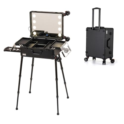 Beauty Case, Kosmetik Trolley Rollkoffer Schminkkoffer mit 360° drehbaren, Kosmetik Organizer, Make Up Tasche, Kosmetik Aufbewahrung für Make Up, Premium Kosmetiktasche für Kosmetik (Size : B(with sh