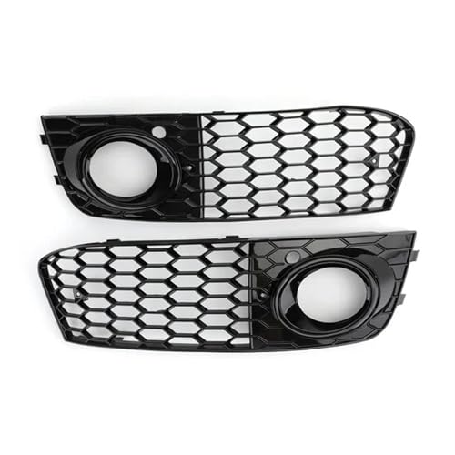 Frontgrills Für Für A4 B8 2008-2012 RS4 Stil Kühlergrill Nebelscheinwerfer Abdeckung 8KD807682 8KD807681Honeycomb Auto Front Grill Mesh Front Bumper Grille(Schwarz)