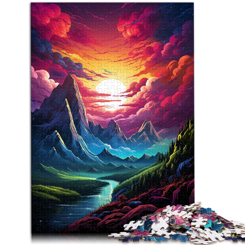 Puzzle Psychedelic Alps 1000-teiliges Puzzlespiel Holzpuzzlespielzeug Puzzles Lernspiele Stressabbau-Puzzles 1000 Stück (50 x 75 cm)