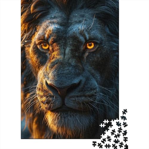 Kunstpuzzle für Erwachsene 1000 Teile, vergoldete königliche Löwen für Erwachsene, 1000 Teile, Puzzlegeschenke, Familienspiele, Weihnachtsgeburtstagsgeschenke (Größe: 75x50cm)