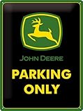 Nostalgic-Art Retro Blechschild, 30 x 40 cm, John Deere Parking Only – Geschenk-Idee für Traktor-Fans, aus Metall, Vintage Design