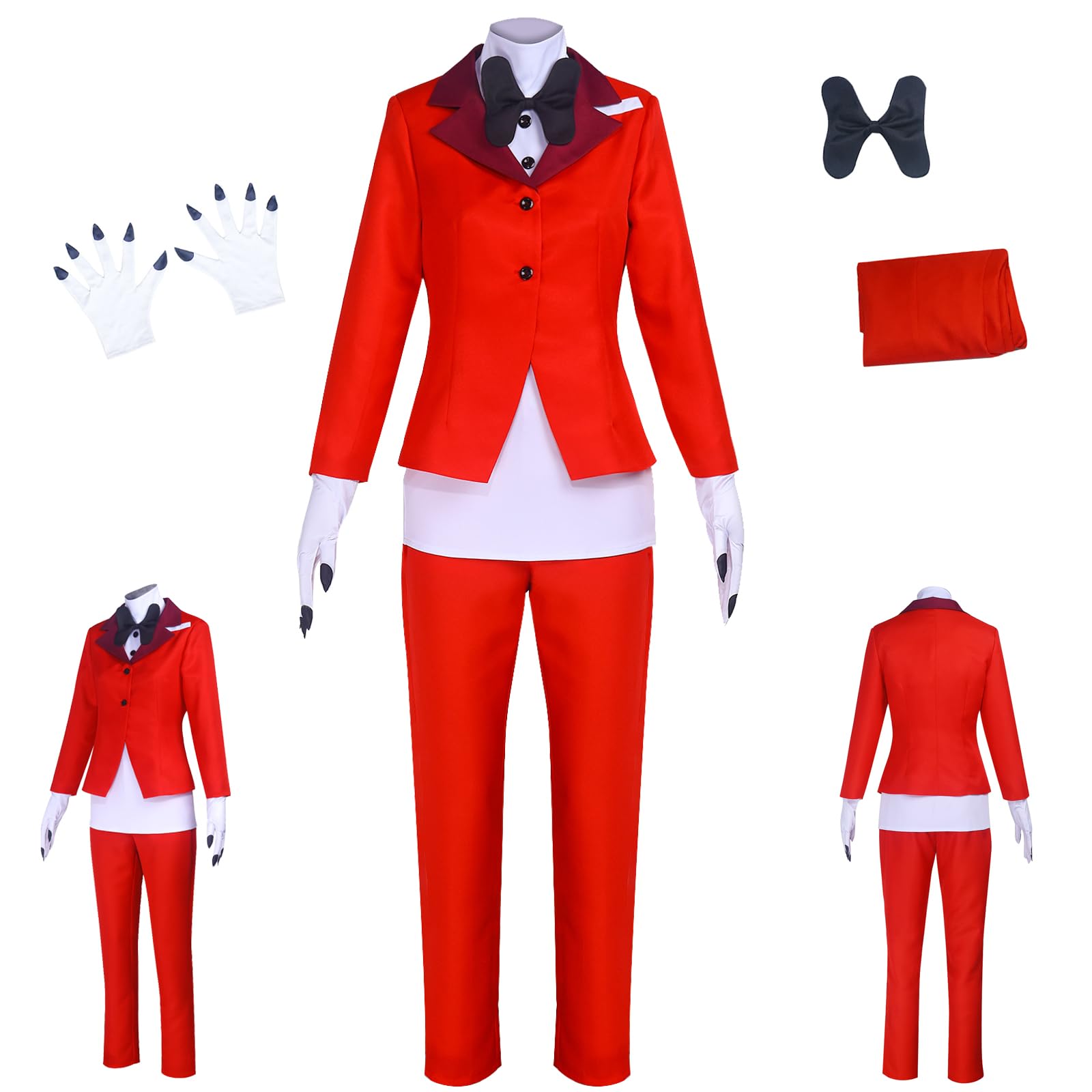 AYYOHON Charlie Morningstar Kostüm Prinzessin der Hölle Charlie Cosplay Rot Uniform Anzug mit Handschuhen Halloween Outfit für Damen M