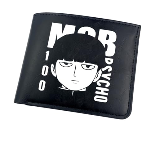 RYNDEX M-ob Psyc-ho 100 Anime-Geldbörsen, Cartoon-Münztasche Kleine Geldbörse, PU-Leder Geldbörse Brieftasche Wallet(Color:Black 16)