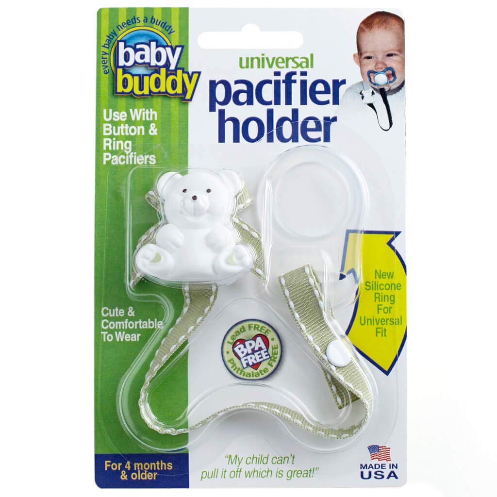 Baby Buddy Universeller Schnullerhalter Clip zum Befestigen an Paci oder Befestigung mit Universal-Silikonring, Schnuller-Clip für Babys ab 4 Monaten, Kleinkinder, Jungen und Mädchen, Must-Haves,