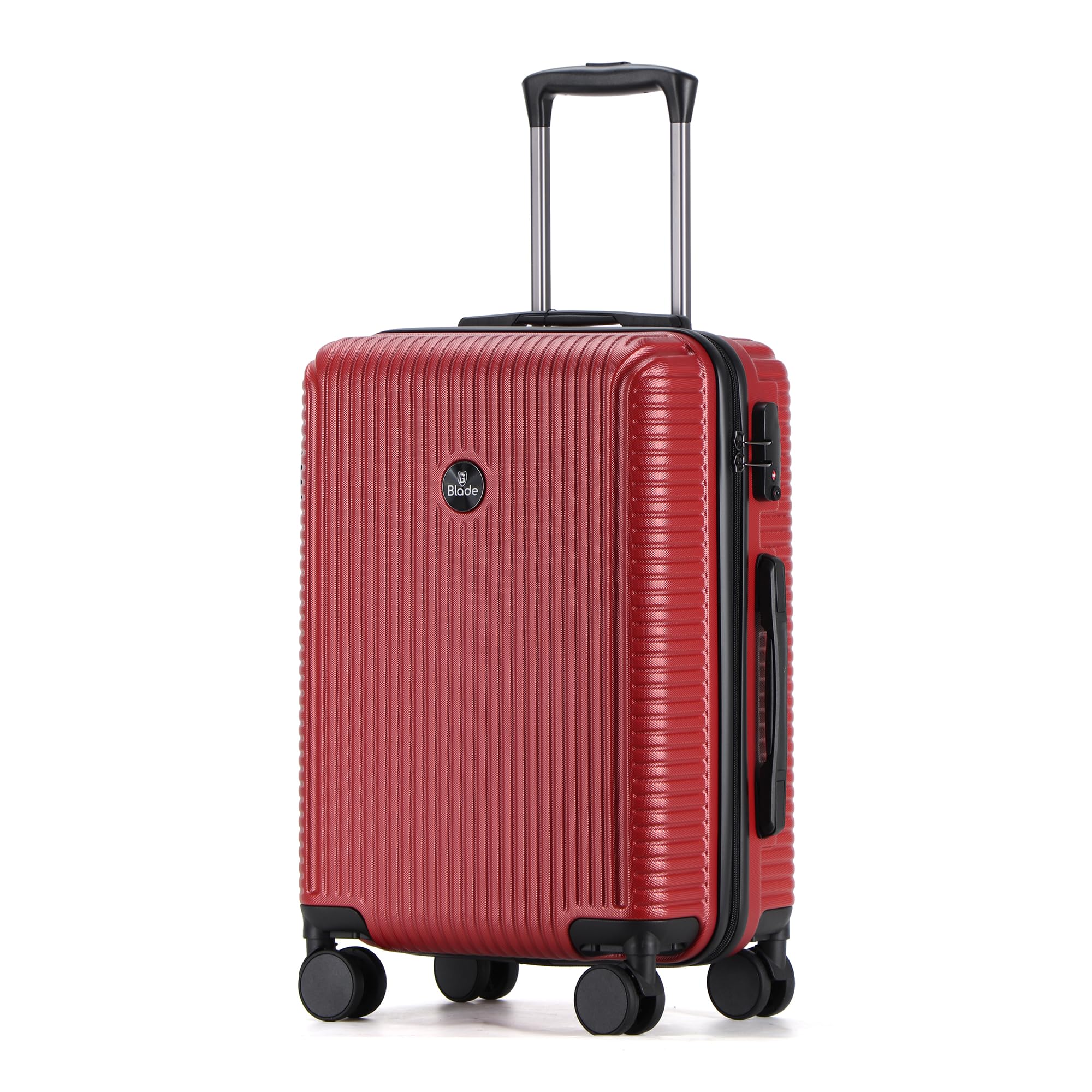 Blade Hartschalen Koffer groß - Trolley Leichter Reisekoffer Handgepäck aus ABS mit TSA Schloss - 4 Spinnräder Koffer - Rollkoffer (Wine Rot-XL)