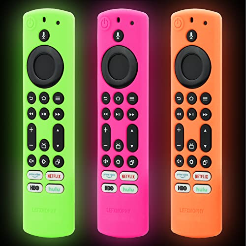 LEFXMOPHY 2023 Stick 4K Max Remote Cover für Toshiba und Insignia NSRCFNA21 CT-RC1US-21 CT95018 CTRC1US21, Silikon-Schutzhülle, 3er-Pack, Grün, Orange, Hot Pink, leuchtet im Dunkeln