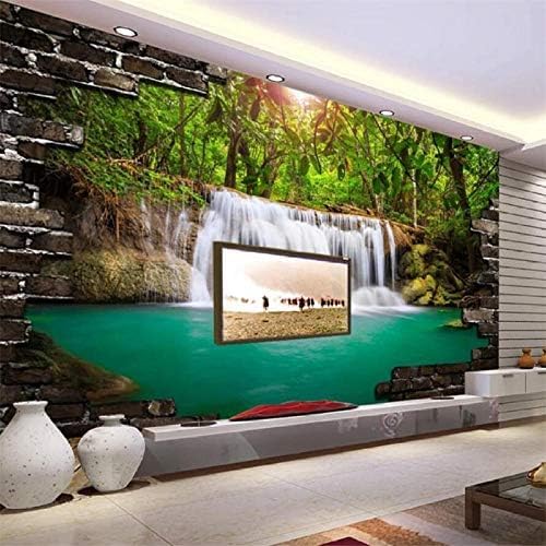 XLMING Stilvolle Backsteinmauer Fließendes Wasser Waldlandschaft 3D Tapeten Home Esszimmer Sofa Schlafzimmer Wohnzimmer TV Hintergrund-150cm×105cm