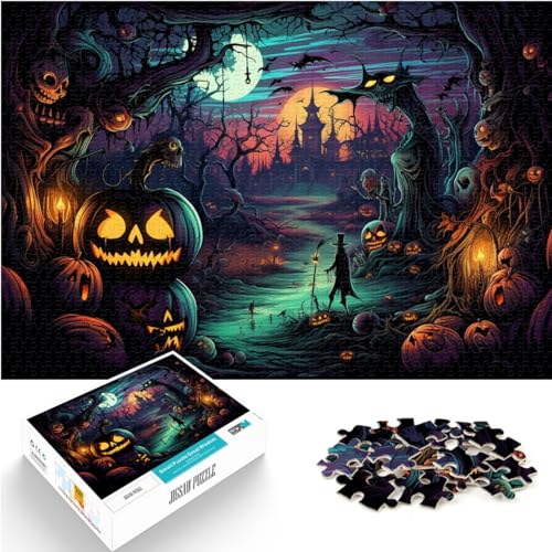 Puzzle Halloween-Horrornacht Puzzle für Erwachsene 1000 Teile Holzpuzzle Familienspiel zum Stressabbau Schwieriges Herausforderungspuzzle 1000 Teile (50 x 75 cm)