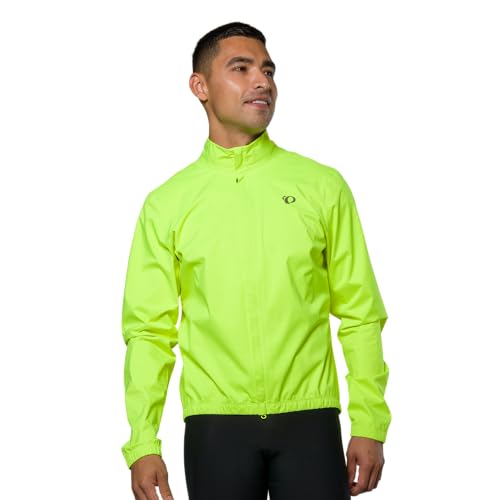 PEARL IZUMI Herren-Regenjacke Quest WxB, durchgehender Reißverschluss, 2,5-lagiger, wasserdichter Stoff, verstellbare Taille und entspannte Passform, Schreiendes Gelb, Large