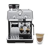 De'Longhi La Specialista Arte EC9155.MB Siebträgermaschine, Espressomaschine mit Mahlwerk, 8 Mahlgrade, 15 Bar, 3 Temperaturen, Milchschaumdüse, 1300 W, 1,5 l Tank, Edelstahl/Schwarz inkl. Barista-Kit