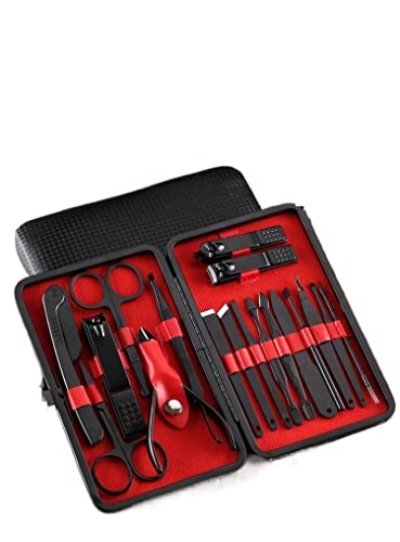 SCRUBY Maniküre-Set, Pediküre-Set, professionelles tragbares Nagelkunst-Werkzeug-Set mit Etui, Nagelknipser, für Damen und Herren, Nagelpflege, 18-teilig