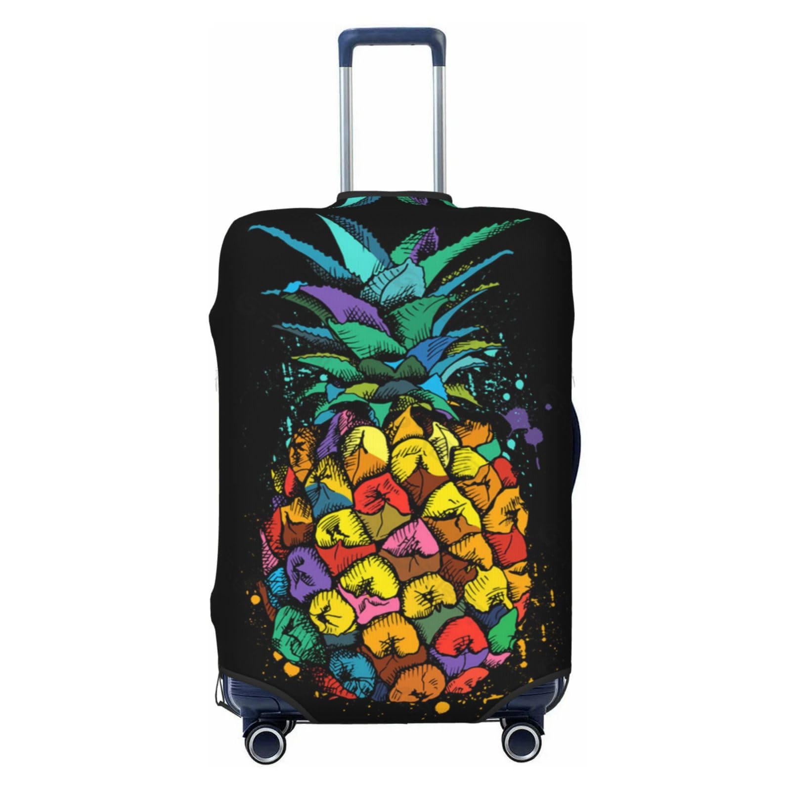 Bunte Ananas-Reisegepäckabdeckung, robuster Koffer-Schutz, passend für 45,7 - 81,3 cm große Gepäckstücke, Größe M, Schwarz, Medium