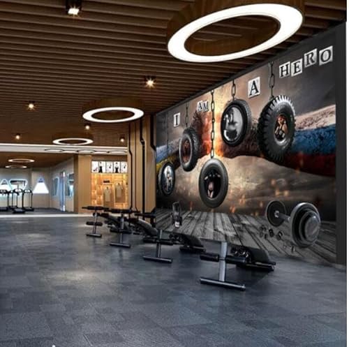 tyujlkjddlf Tapete Wandbild 3D Benutzerdefinierte Fitnessstudio, Club, Sport, 5D-Hintergrund, Tapete, Boxen, Tanz, Yoga, Studio, Kampfsport, Fitnessstudio, Reifen, Wandbild-450Cmx300Cm