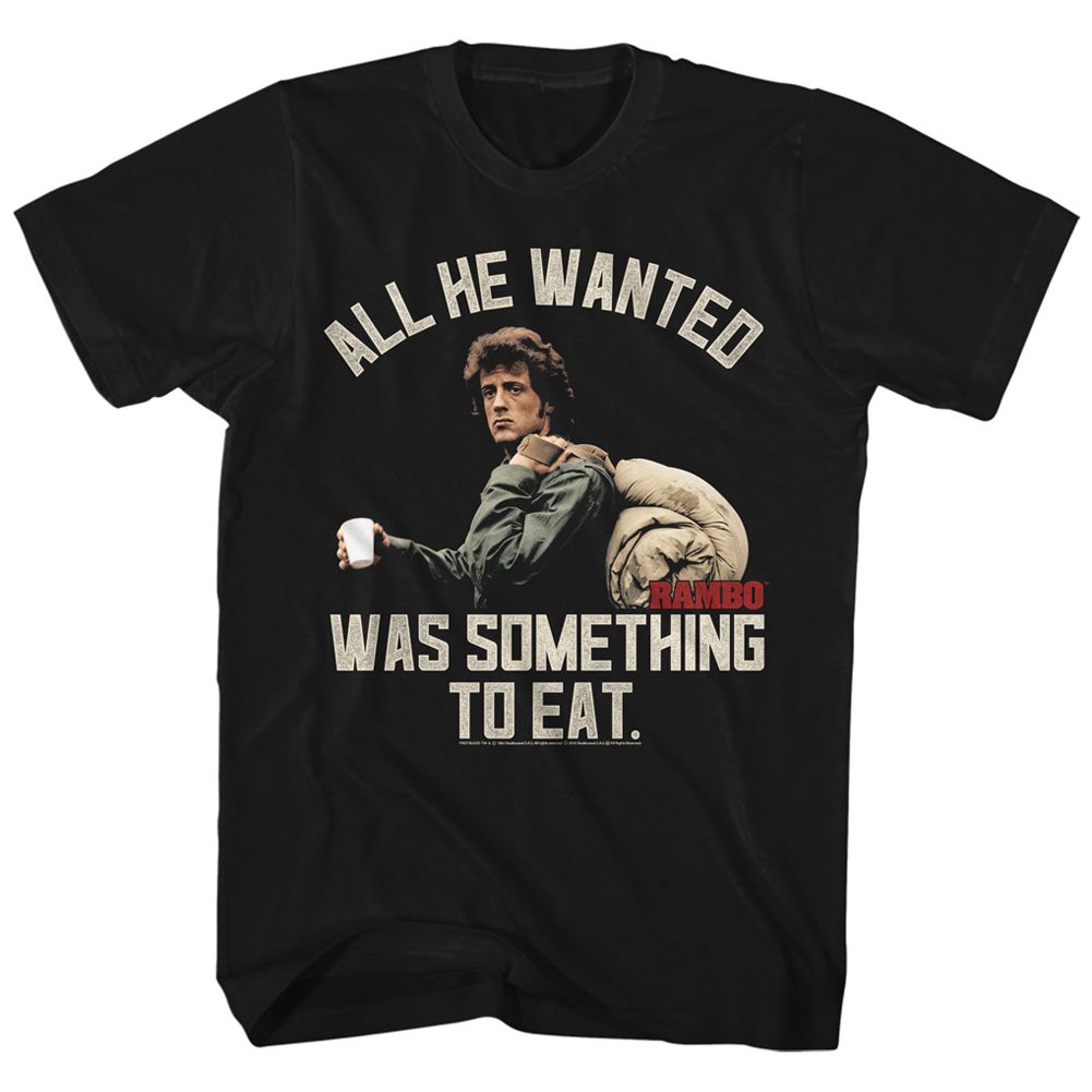 American Classics Unisex-Erwachsene Rambo Something to Eat, kurzärmelig T-Shirt, Blickdicht, Schwarz, Mittel