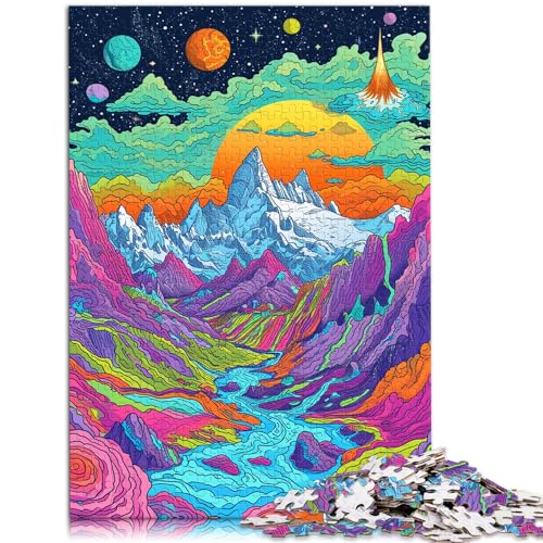 Puzzle-Geschenk „Die farbenfrohe Psychedelie des Mont Blanc“ 1000-teiliges Puzzle Holzpuzzle als Geschenk für die ganze Familie und die 1000 Teile (50 x 75 cm)