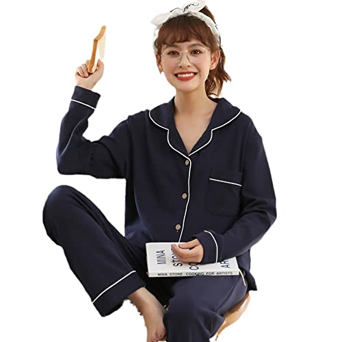 BANLUX Schlafanzüge Für Damen - Baumwolle Pyjamas Frauen Große Größe Casual Home Kleidung Langarm Pyjamas Weibliche Loungewear Schlafen Pijama, Stil A, M