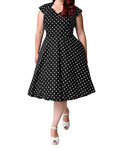 Gladiolus Damen Sommerkleid Freizeitkleid Minikleid Cocktailkleid Partykleid Knielang Elegant Vintage Rockabilly 50er Große Größen 6XL Schwarz