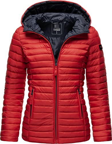 MARIKOO Damen Übergangsjacke Stepp-Jacke leicht mit Kapuze Asraa Red Gr. M