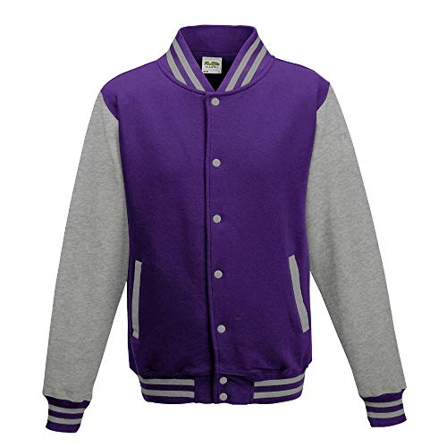 Just Hoods - Unisex College Jacke 'Varsity Jacket' BITTE DIE JH043 BESTELLEN! Gr. - M - Purple/Heather Grey