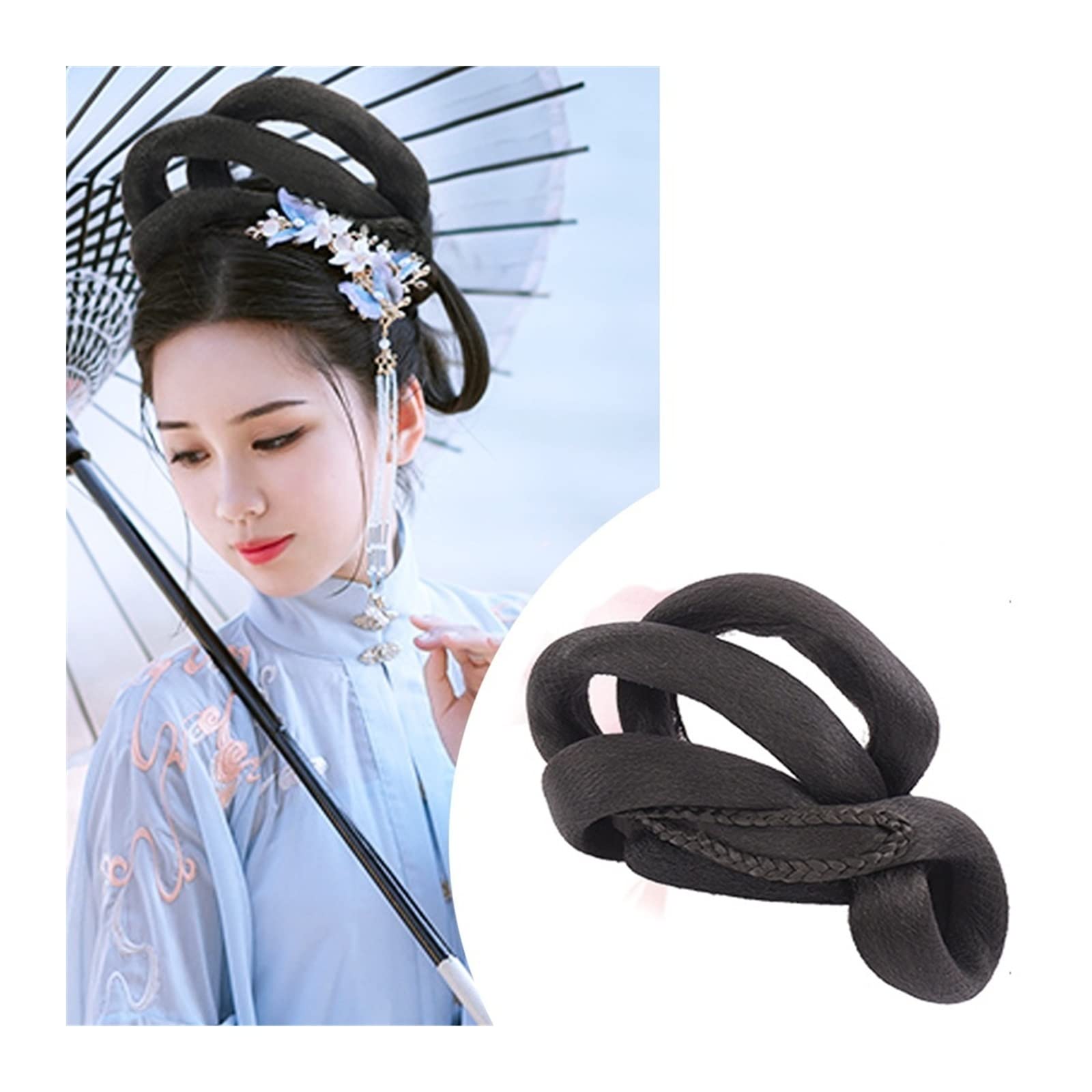 Haargabel, Braut-Haarnadeln, Hanfu-Haarstäbchen, Dutt, elegante Retro-Kopfbedeckung, synthetischer chinesischer Hanfu-Kopfschmuck, Haar, alte chinesische Frauen, Cosplay-Zubehör, Dutt (Farbe: VM40) (F