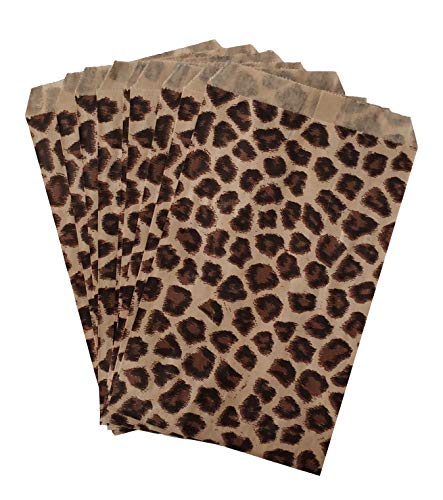 200 Stück 10,2 x 15,2 cm Leoparden-Design Kraftpapiertüten für Kunsthandwerk, Partyzubehör, Merchandise, Geschenktüten, Süßigkeiten und Kekse