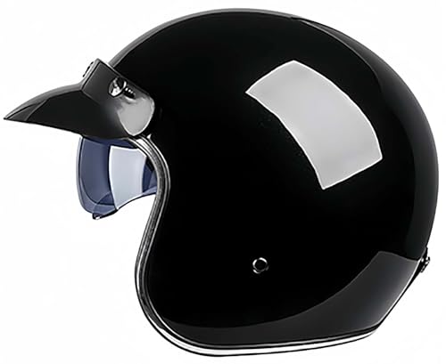 Retro-Halbhelm Mit Offenem Gesicht Und Visier, 3/4-Jethelm Leichter Motorradhelm Für Männer Und Frauen, ECE-Geprüfter Halbhelm Für Erwachsene E,XXL61-62CM