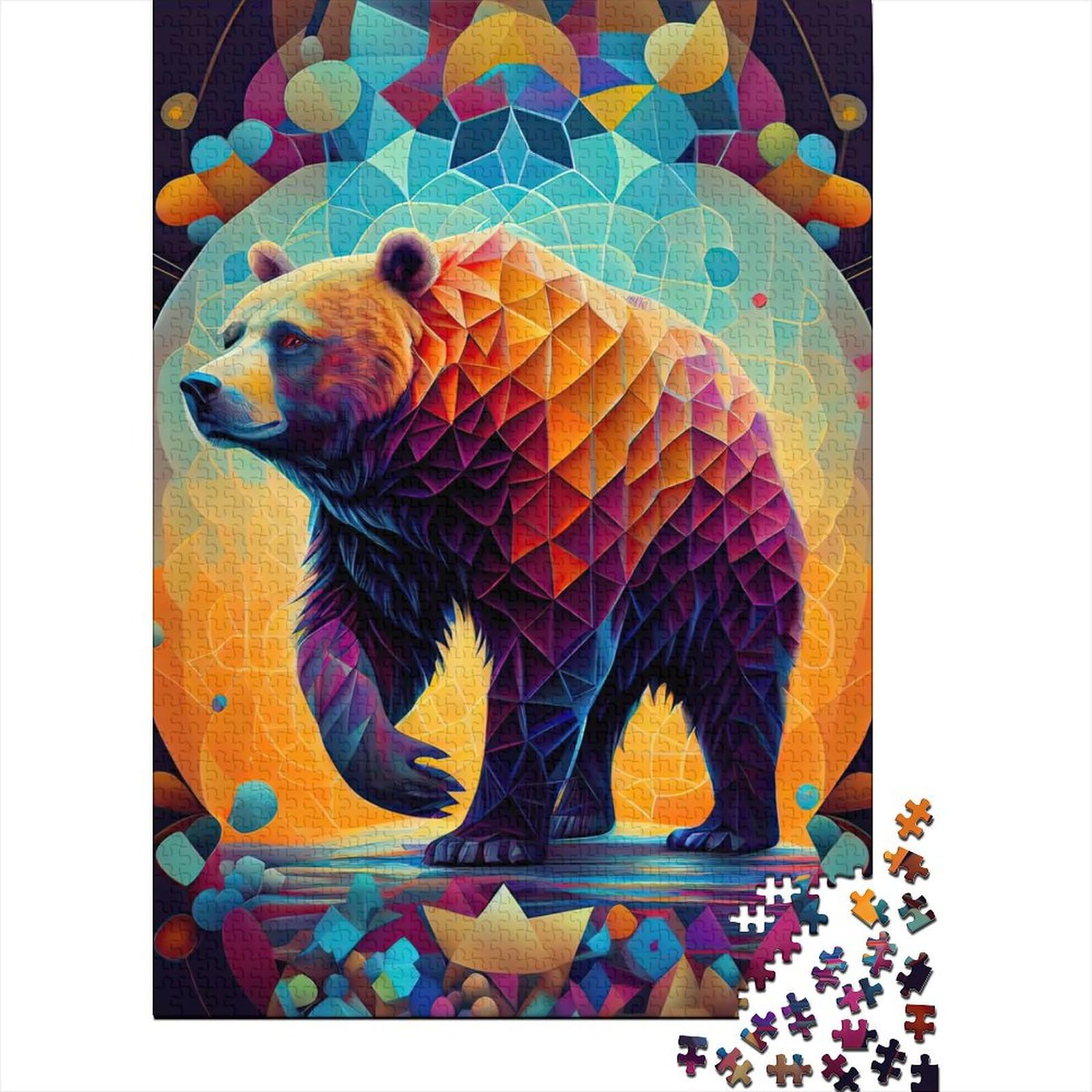 Der langsame und mächtige Bär für Erwachsene Puzzle 1000 Teile Puzzle 1000 Teile Puzzle für Erwachsene Holzpuzzle für Erwachsene Teenager 75x50cm