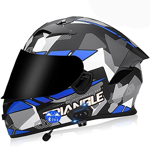 Integralhelm Motorradhelm Klapphelm Bluetooth-Helm,ECE/DOT Genehmigt Doppelspiegel Klapphelm Integralhelm Sturzhelm,Integrierter Intercom-Kommunikationssystem (Color : D, Größe : 2XL=63-64cm)