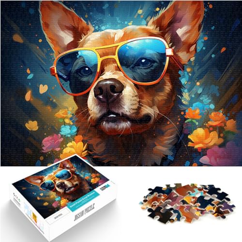 Puzzle für Hunde mit Sonnenbrille, 1000-teiliges Puzzle für Erwachsene, Holzpuzzle, lustige Puzzles, Familienaktivitätspuzzle (50 x 75 cm)