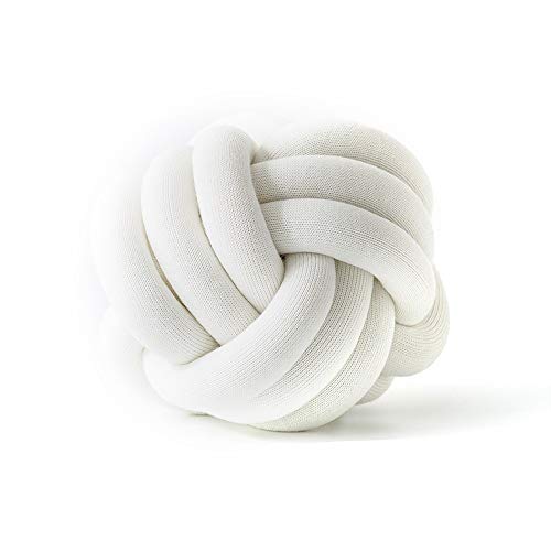 Riesengarn für Armstricken Dekorative Kissen Kissen Innovatives reines handgemachtes Knotenkissen personalisierte Kugelkissen für Home Automaddurchmesser 30cm DIY Handgestrickte ( Color : Pure white ,