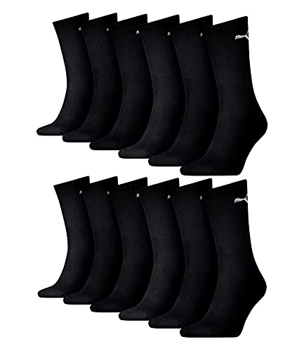 Puma 15 Paar Sportsocken Tennis Socken Gr. 35-49 Unisex für sie und ihn, Farbe:200 - black, Socken & Strümpfe:47-49