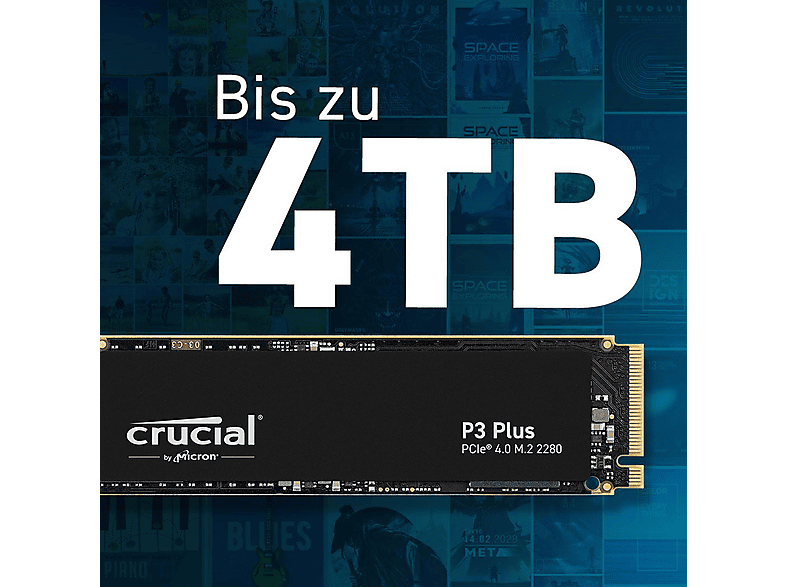 CRUCIAL P3 Plus Festplatte, 2 TB SSD M.2 via PCIe, intern