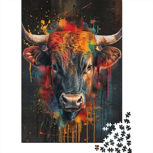 Bisonbulle - Holzpuzzle für Erwachsene - Puzzlespielzeug - Kunstpuzzle für Erwachsene - 1000 Teile ganze Familie und die (Größe 75x50cm)