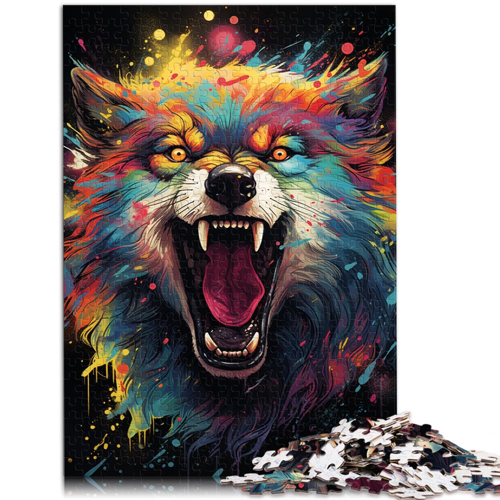 Puzzle für farbenfrohes, psychedelisches „She Wolf and The Jigsaw“-Puzzle mit 1000 Teilen für Erwachsene, Holzpuzzle zum Stressabbau, zum Zeitvertreib zu Hause, 1000 Teile (50 x 75 cm)