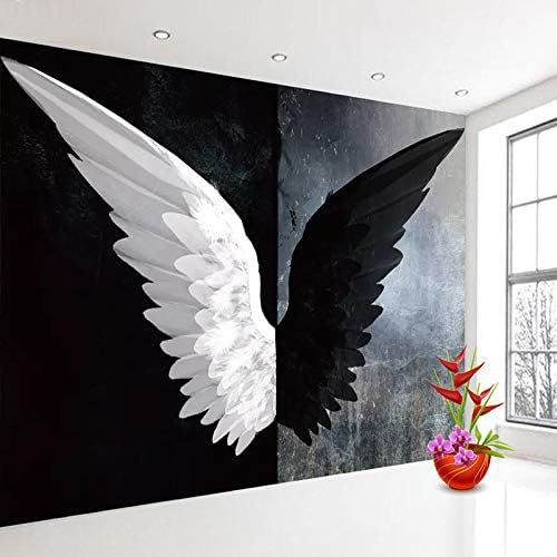 Kreative Schwarze Und Weiße Engelsflügel 3D Tapeten Wanddekoration Fototapete Sofas Wohnzimmer Wandbild Schlafzimmer-400cm×280cm